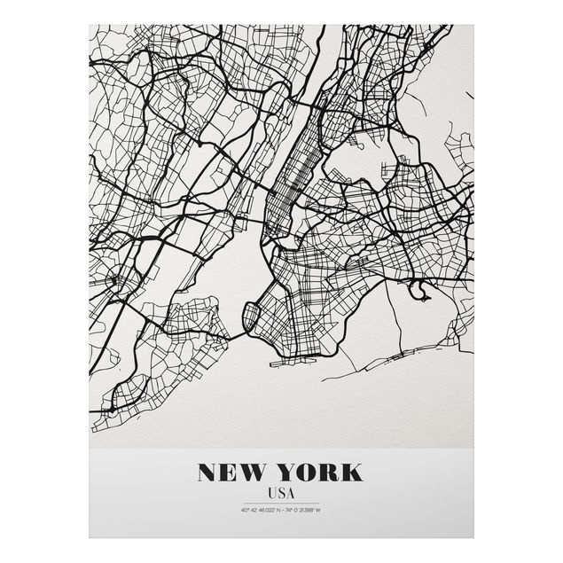 Foto auf Alu Dibond Stadtplan New York - Klassik