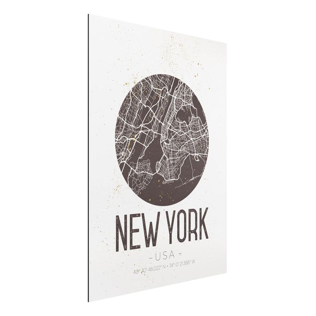 Schöne Wandbilder Stadtplan New York - Retro