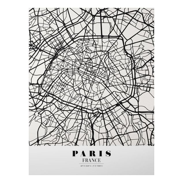 Foto auf Alu Dibond Stadtplan Paris - Klassik