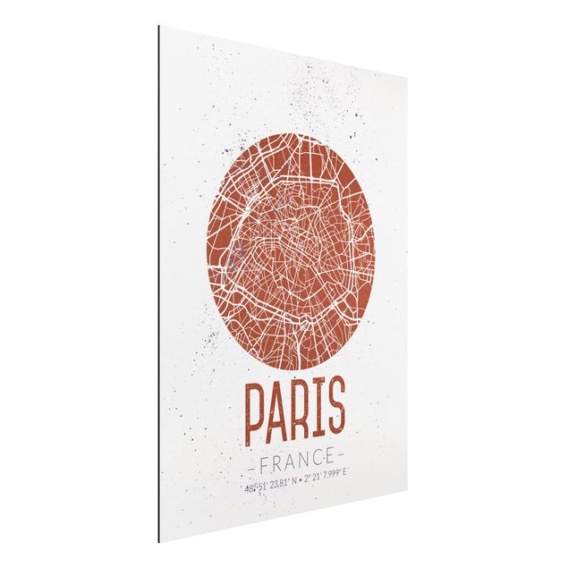 Schöne Wandbilder Stadtplan Paris - Retro