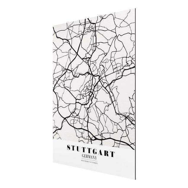 Alu-Dibond Bild - Stadtplan Stuttgart - Klassik