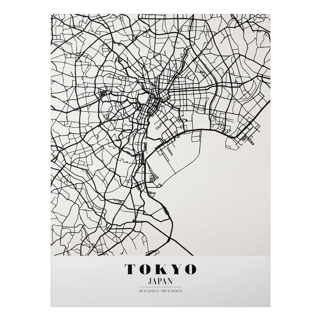 Alu Dibond Druck Stadtplan Tokyo - Klassik