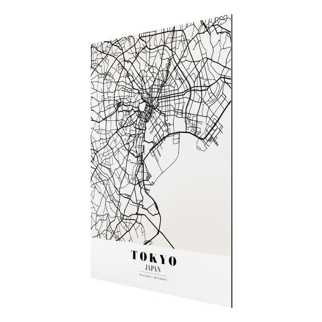 Alu-Dibond Bild - Stadtplan Tokyo - Klassik