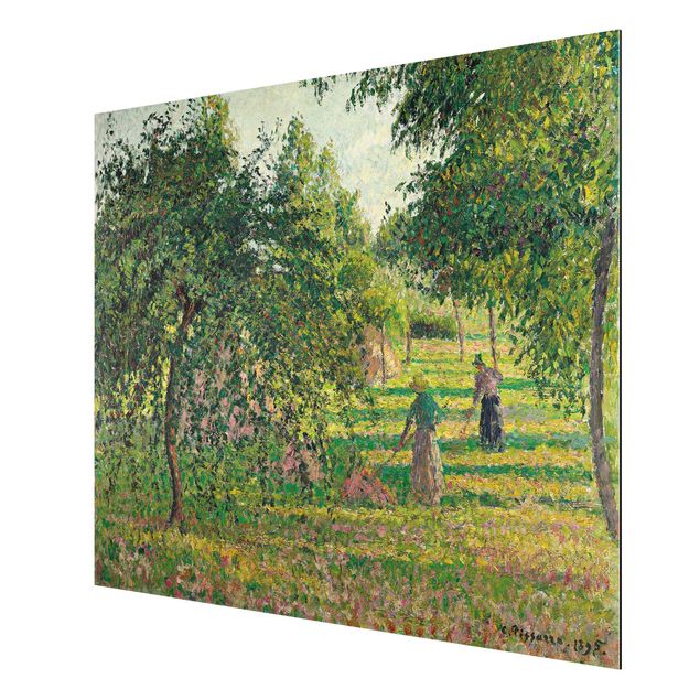 Alu-Dibond Bild - Camille Pissarro - Apfelbäume und Heuwender in Eragny