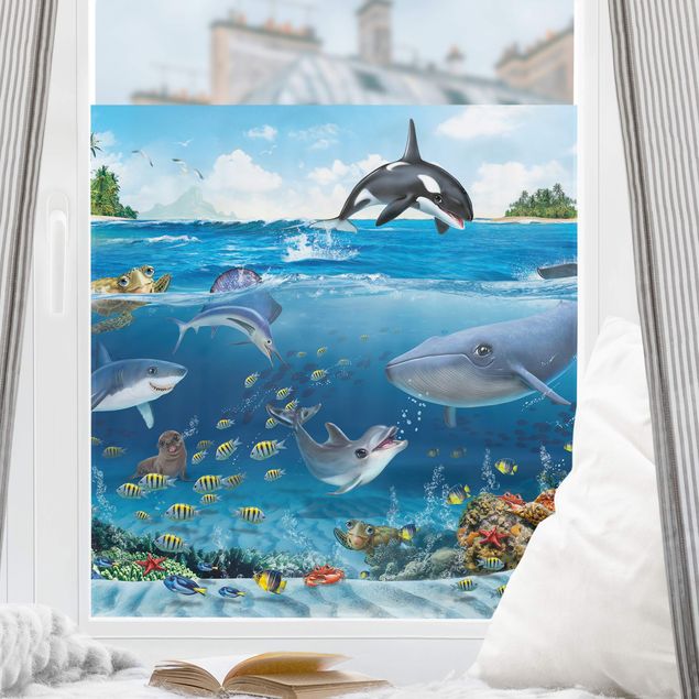 Fensterbild Landschaft Unterwasserwelt mit Tieren