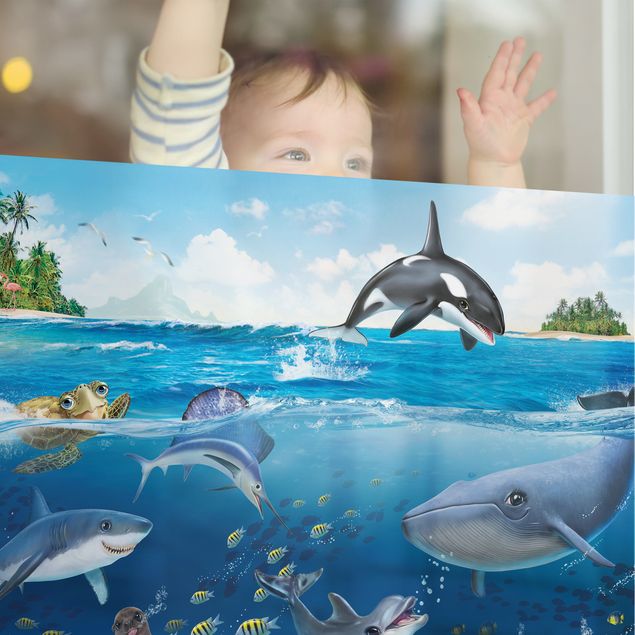 Fensterfolien Unterwasserwelt mit Tieren