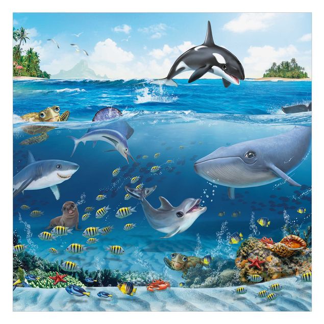 Fensterbilder selbstklebend Unterwasserwelt mit Tieren