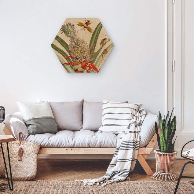 Schöne Wandbilder Anna Maria Sibylla Merian - Ananas mit Insekten