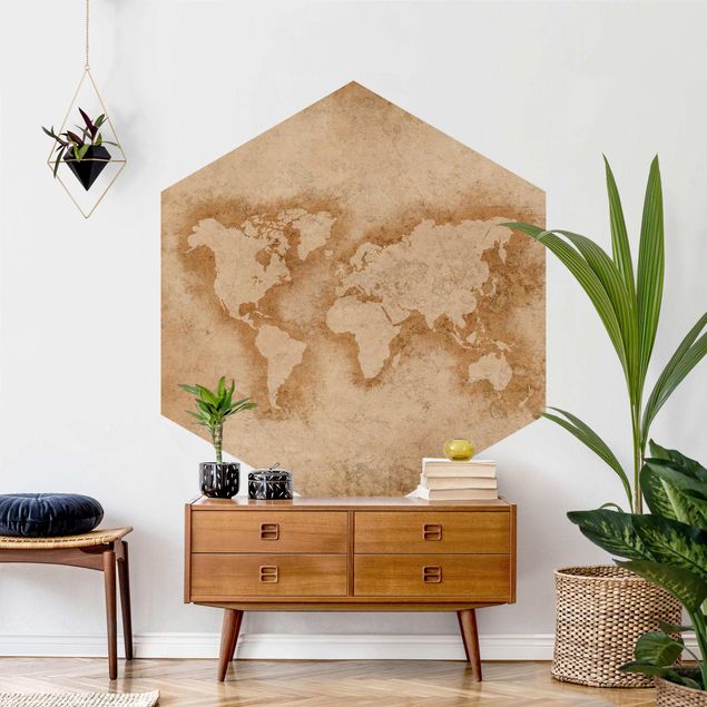 Wandtapete Design Antike Weltkarte