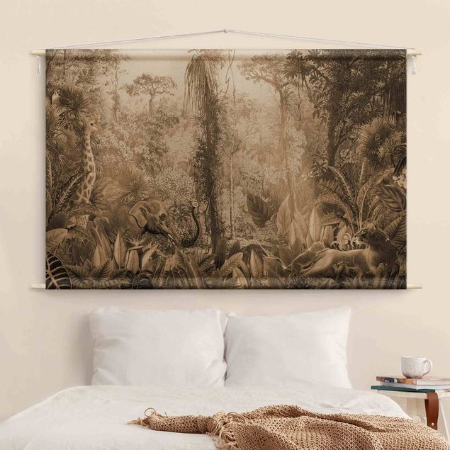 Wandbehang Wald Antiker Dschungel Sepia