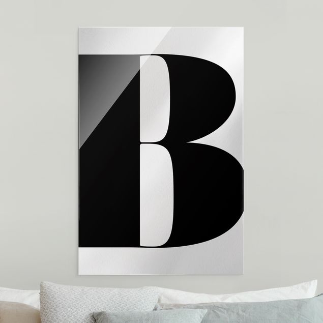 Glasbilder Schwarz-Weiß Antiqua Letter B