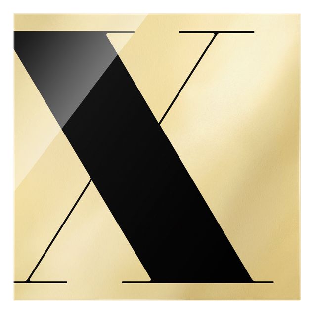 Glasbild - Antiqua Letter X - Quadrat 1:1
