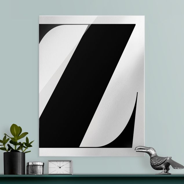 Glasbild Schwarz-Weiß Antiqua Letter Z