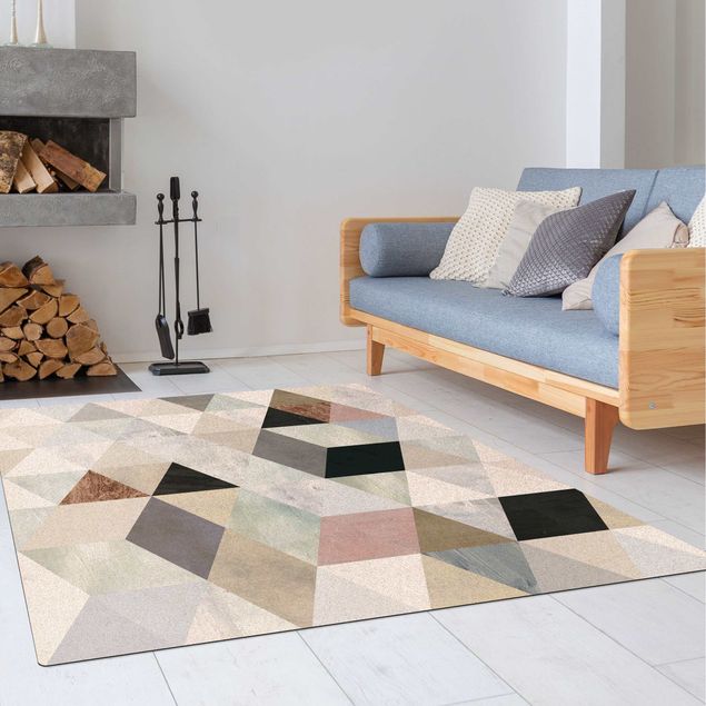 Teppich abstrakt Aquarell-Mosaik mit Dreiecken I