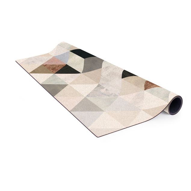 Teppich pastell Aquarell-Mosaik mit Dreiecken I