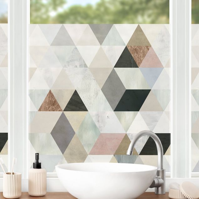 Fensterfolie Muster Aquarell-Mosaik mit Dreiecken I