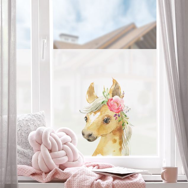 Folie für Fenster Aquarell - Pferdeblick