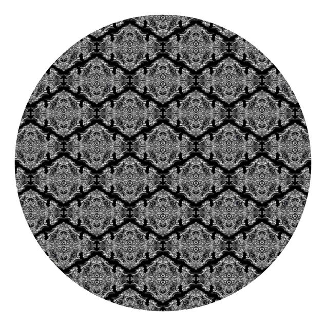 Mustertapete Aquarell Barock Muster mit Ornamenten vor Schwarz