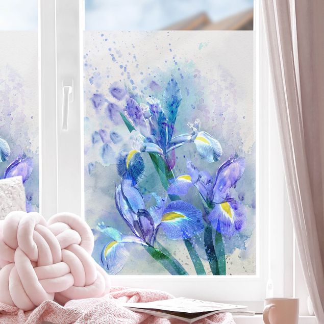 Blumen Fensterbilder Aquarell Blumen Iris
