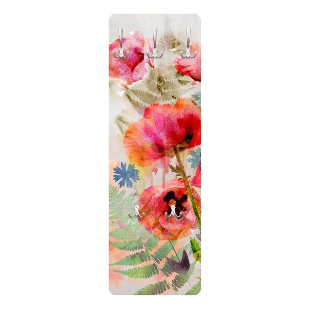 Garderobe - Aquarell Blumen Mohn