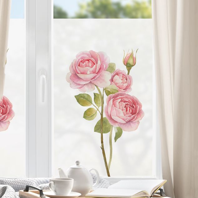 Blumen Fensterbilder Aquarell Drei Rosen