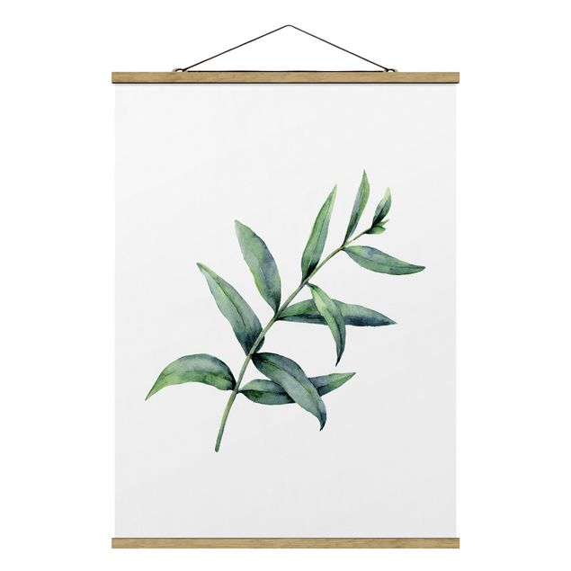 Stoffbild mit Posterleisten - Aquarell Eucalyptus I - Hochformat 3:4