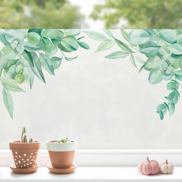 Fensterdeko Frühling Aquarell Eukalyptus Ornament