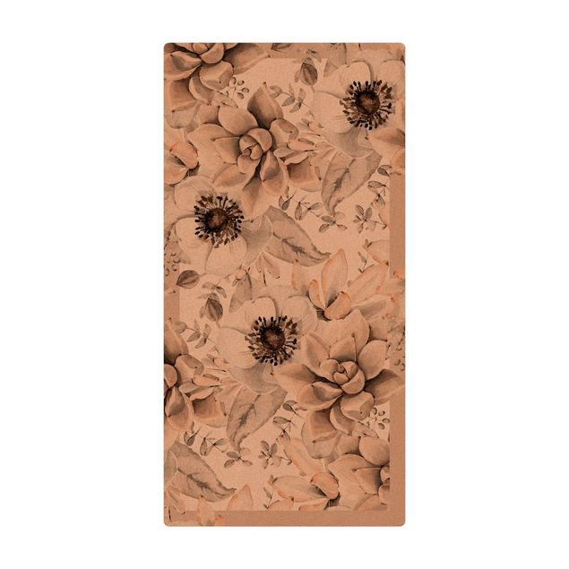 Teppich Esszimmer Aquarell Gesteck mit Sukkulenten und Knospen