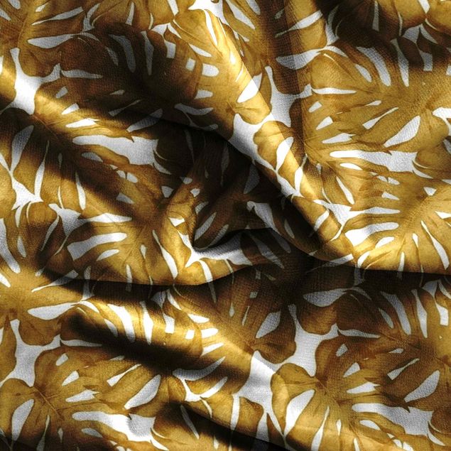 Vorhang Muster Aquarell Monstera Blätter in Gold