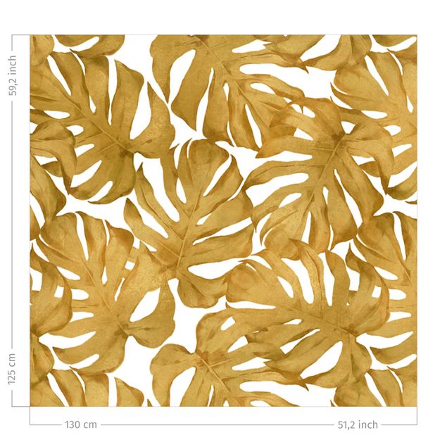 Blumenvorhänge Aquarell Monstera Blätter in Gold