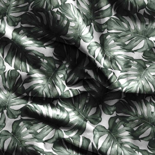 Vorhang Muster Aquarell Monstera Blätter in Grün