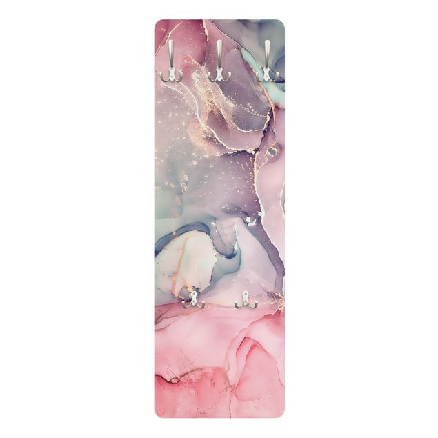 Wandgarderobe - Aquarell Pastell Rosa mit Gold