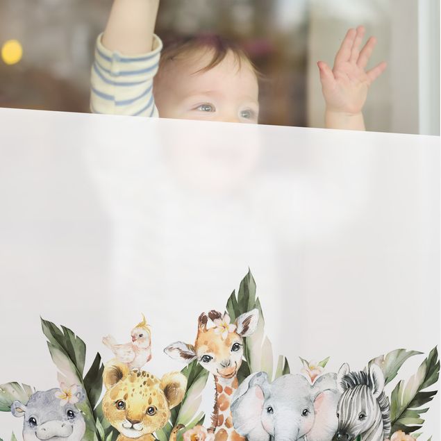 XXL Fensterbilder Aquarell Safari Babys