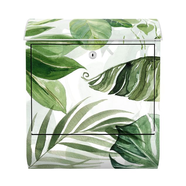 Briefkasten modern Aquarell Tropische Blätter und Ranken