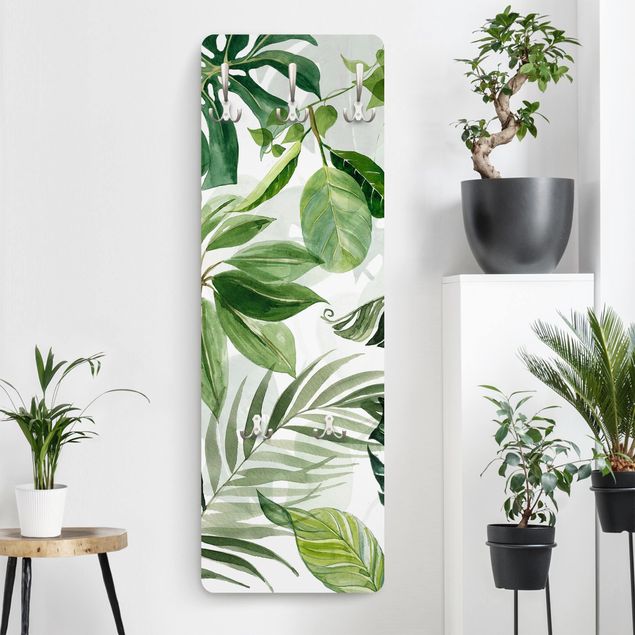 Garderobenpaneel Aquarell Tropische Blätter und Ranken