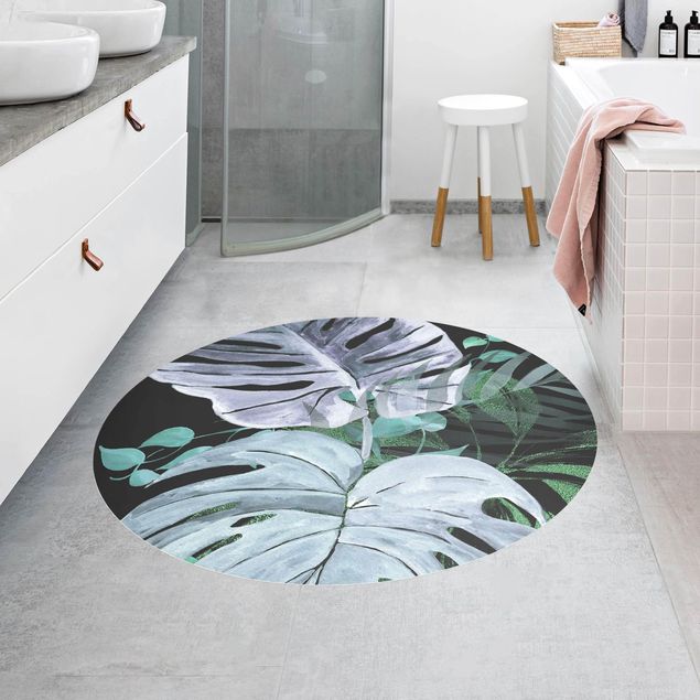 Moderne Teppiche Aquarell Tropisches Arrangement Farbenspiel