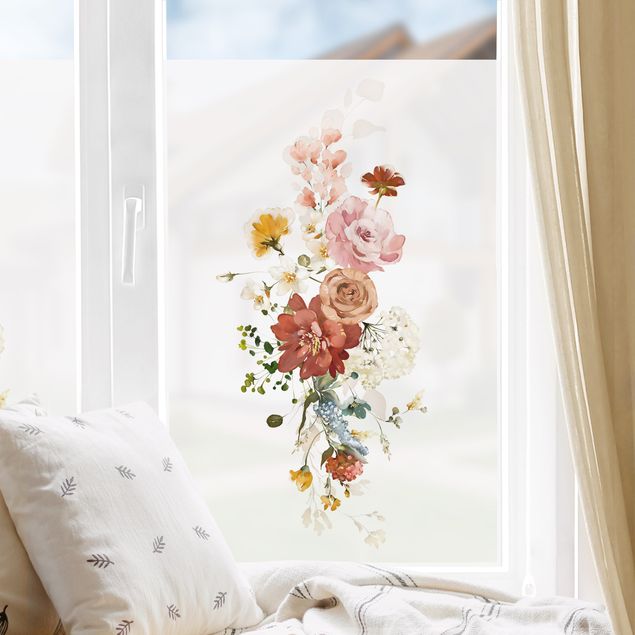 Fensterbilder Blumen Aquarell Wildblüten