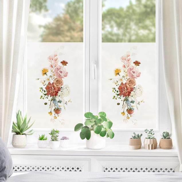 XXL Fensterbilder Aquarell Wildblüten