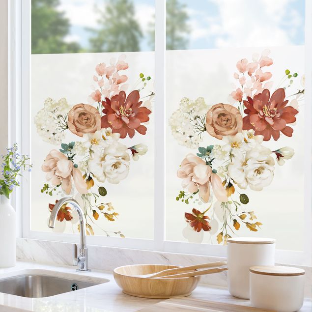 Fensterfolie Farbig Aquarell Wildblumen