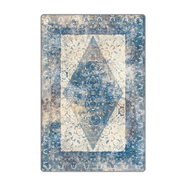 Teppiche groß Arabischer Teppich in blau Vintage