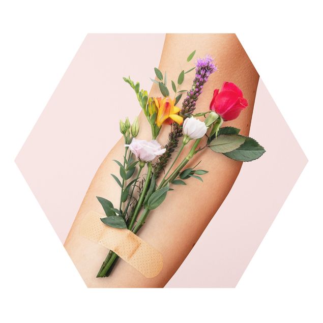 Hexagon Bild Forex - Arm mit Blumen