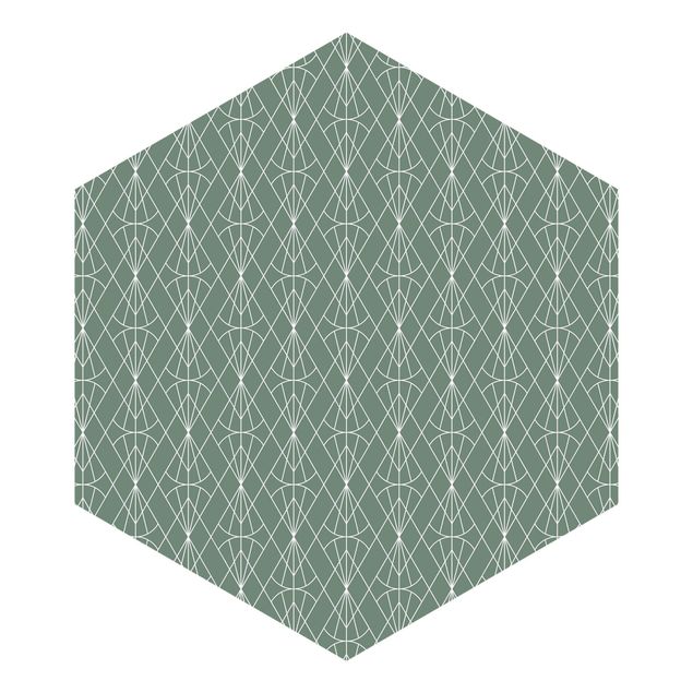 Fototapete modern Art Deco Diamant Muster vor Grün XXL