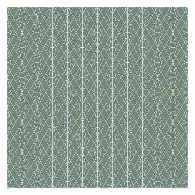 Fototapete - Art Deco Diamant Muster vor Grün XXL