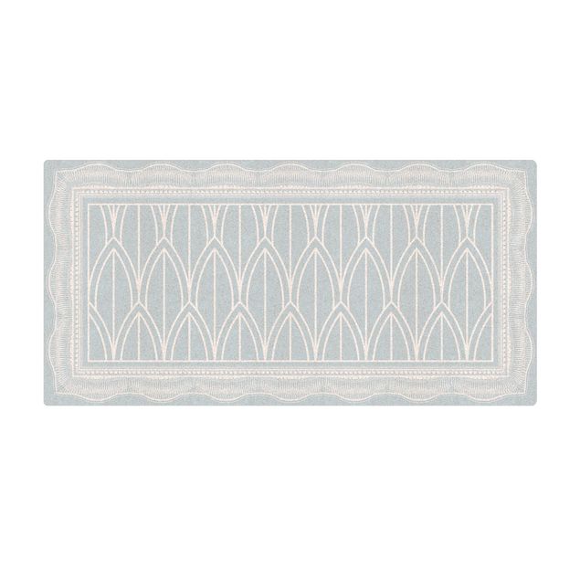 Teppich Esszimmer Art Deco Federn Muster mit Bordüre