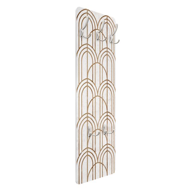 Wandgarderobe - Art Deco Muster auf Holz
