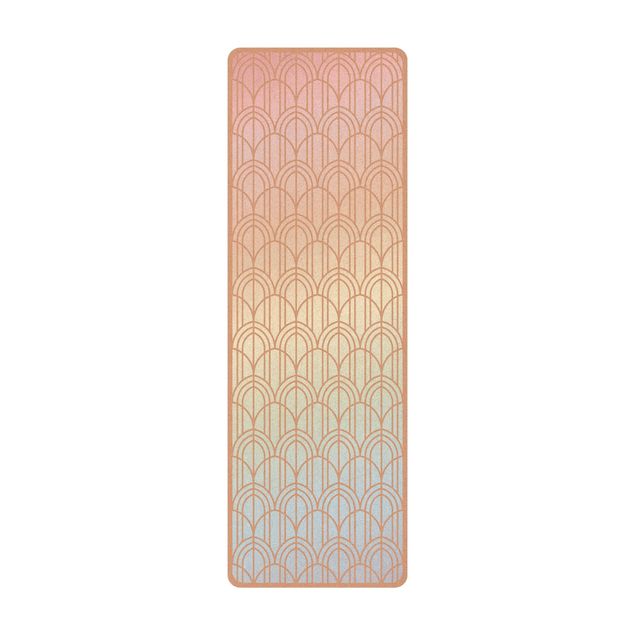 Yogamatte Kork - Art Deco Pastellberge Muster