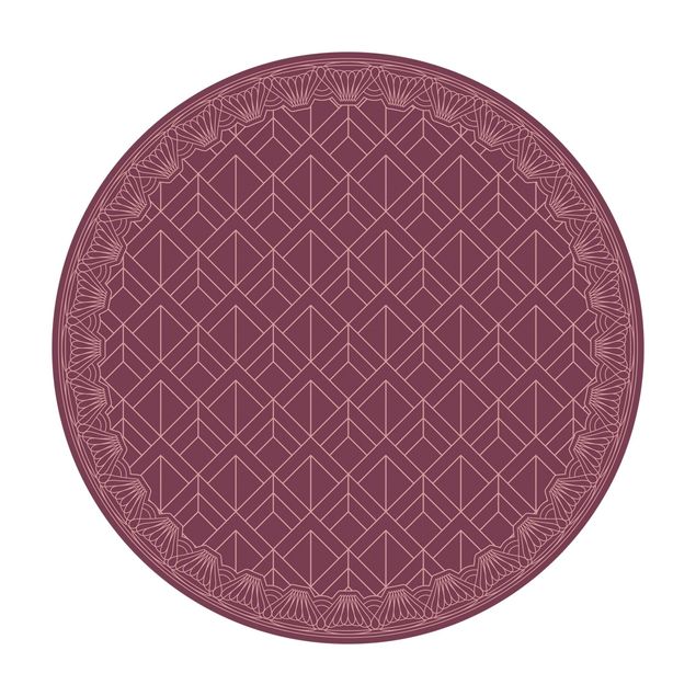 Teppich rot Art Deco Schuppen Muster mit Bordüre