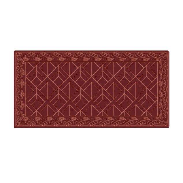 Teppich Esszimmer Art Deco Schuppen Muster mit Bordüre