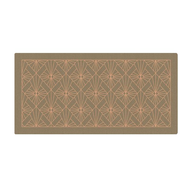 Teppich Esszimmer Art Deco Strahlen Muster mit Rahmen