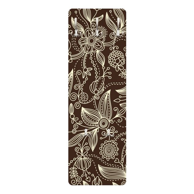 Garderobe Blumen - Art Nouveau Monochrome - Braun